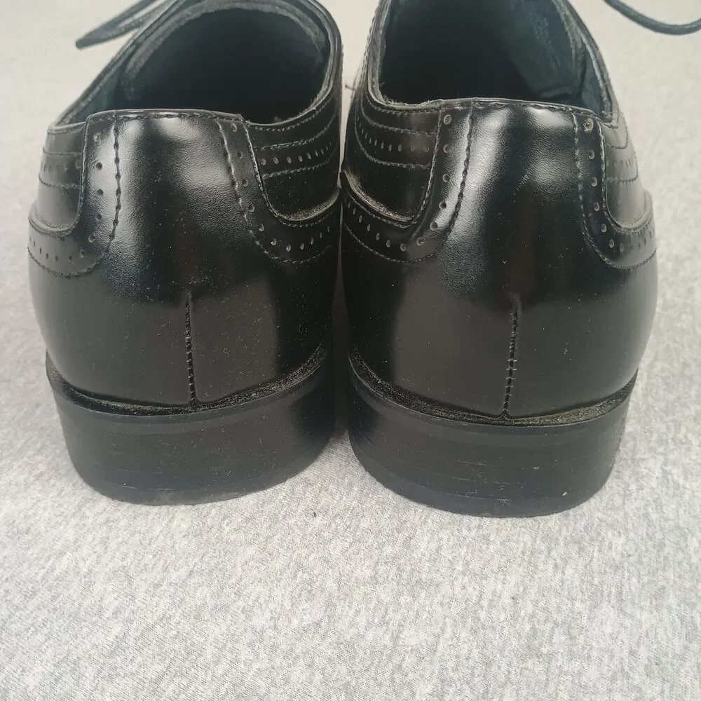 Stacy Adams Men Size 10.5W Black Leather Kenway Cap Toe OxfordLace Up Dress Shoe